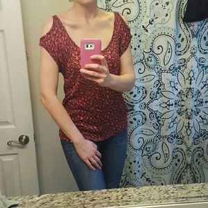 Open shoulder cheetah Top